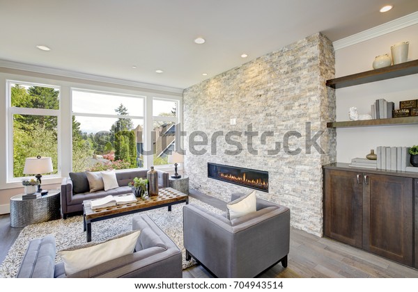 Modern Great Room Features Floor Ceiling Stock Photo Edit Now