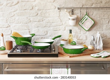 modern green kitchen