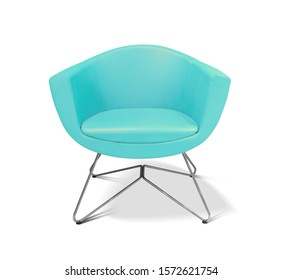 Modern Green Leather Chair Isolated On White Background