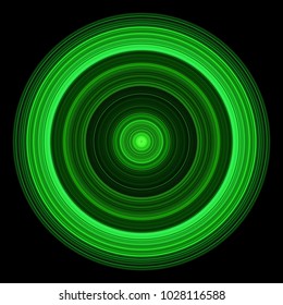 Modern Green Neon Glowing Concentric Rings High Energy Technology Circle Design