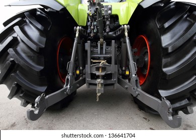 Modern Green Tractor. The Rear View.