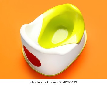 Modern Green And White Potty On Orange Background