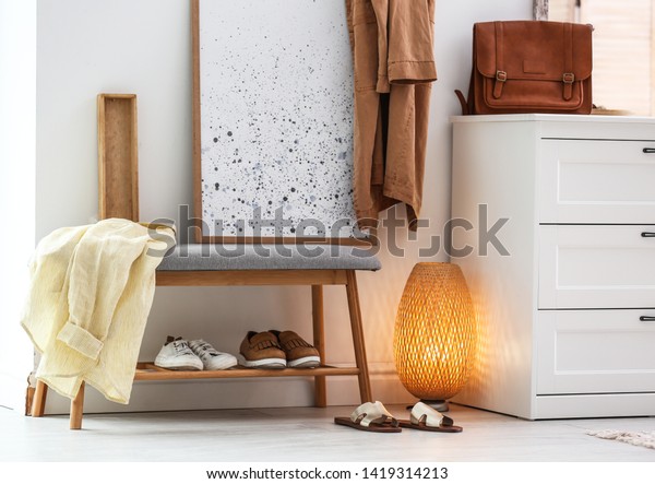 Modern Hallway Interior Shoe Storage Bench Stock Photo Edit Now