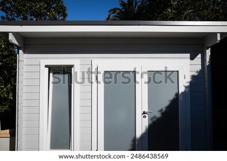 	
Modern hampton white grey backyard storage garden shed bike clean organise clever tidy tiny house	
