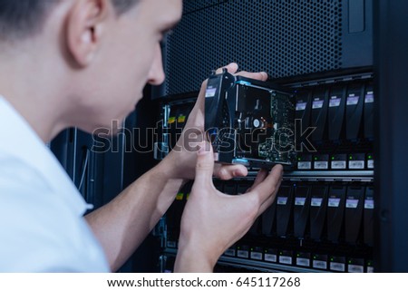 Modern hard drive being used for data storage