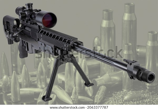 Modern Heavy Sniper Rifle Optics Mounted Stock Photo 2063377787 ...