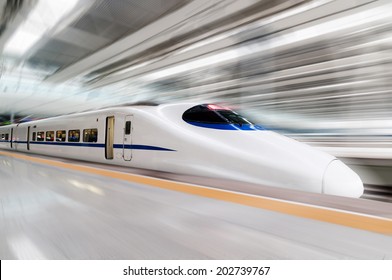 modern high speed train with motion blur - Shutterstock ID 202739767