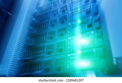 Modern high tech internet data center room.