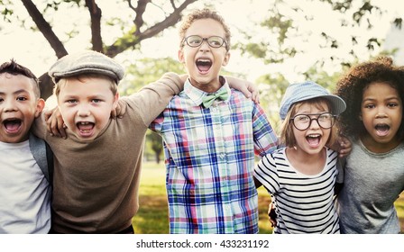 Modern Hipster Children Outdoors Concept