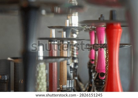 Modern Hookah Stems Lineup Selective Focus Close Up