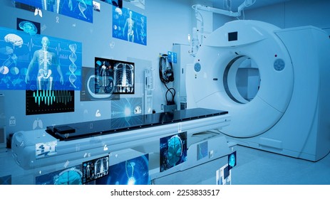 Modern hospital and communication network concept. Medical technology. MedTech. - Shutterstock ID 2253833517