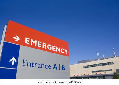 Modern Hospital With Emergency Sign