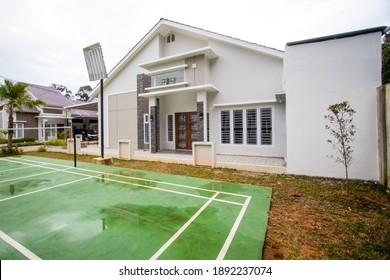 a modern house with badminton court facilities