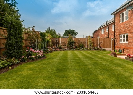 A modern house garden in the English countryside