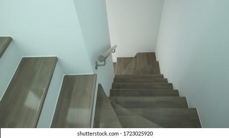 Modern House Stairs, 3rd Floor, White Flooring