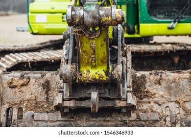 Modern Hydraulic excavator at work. Shovel bucket on the farm field close up  - Shutterstock ID 1546346933