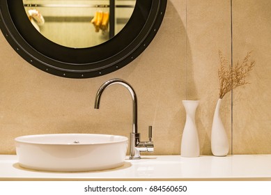 Modern Hygienic Wash Basin In Luxury Bathroom