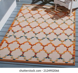 Modern Indoor Outdoor Living Room Rug.