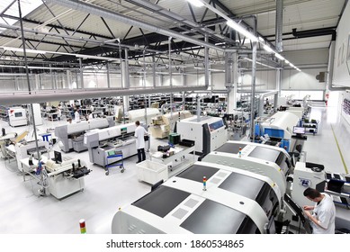 modern industrial factory for the production of electronic components - machinery, interior and equipment of the production hall  - Shutterstock ID 1860534865