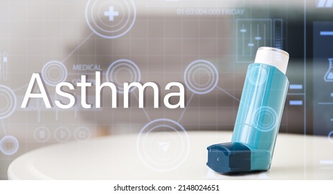 Modern Inhaler On Table Asthma Concept Stock Photo 2148024651 ...