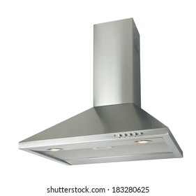 Modern INOX cooker hood isolated on white - Shutterstock ID 183280625