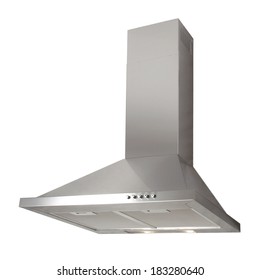 Modern INOX cooker hood isolated on white - Shutterstock ID 183280640