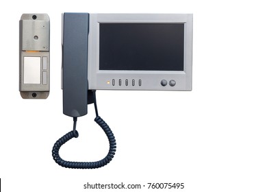 Modern Intercom System With A Large Video Screen Isolated On White Background