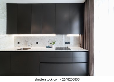 Modern Interior Design Black Kitchen 260nw 2148208853 