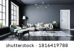 Modern interior design, in a spacious room, next to a table with flowers against a gray wall.
Bright, spacious room with a comfortable sofa, plants and elegant accessories.