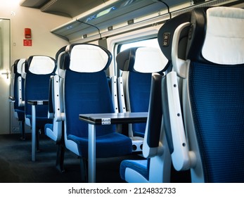 Modern Interior Of An Empty Train Carriage With Seats