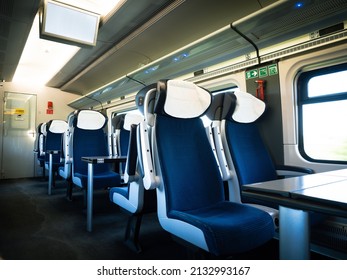 Modern Interior Of An Empty Train Carriage With Seats