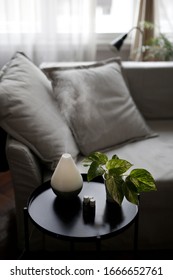 Modern Interior With Essential Oils Aromatherapy Diffuser