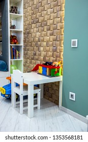 Modern interior of the house decor elements of a children kid room and segments of a luxurious environment of an empty apartment