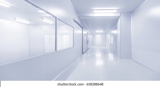 modern interior science laboratory or factory background with lighting in monotone
