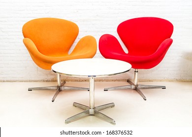 Modern Interior Table And Two Chairs.