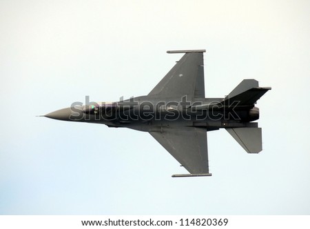 Modern jet fighter at high speed