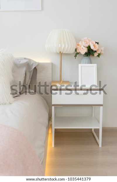 Modern Kids Bedroom Interior Decorative Table Stock Photo