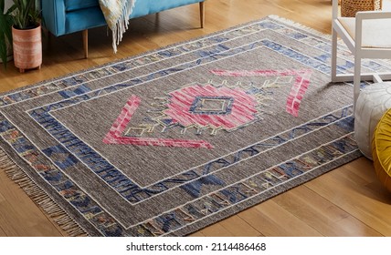 modern kilim wool living room rug. - Shutterstock ID 2114486468