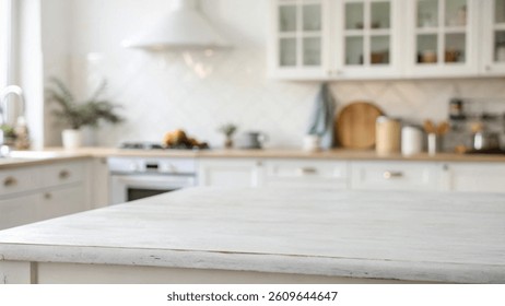 Modern kitchen design, bright natural light, white cabinetry, minimalist style, functional space, inviting atmosphere.