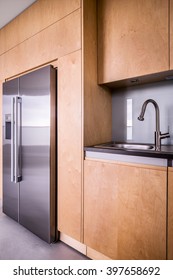 Modern Kitchen Design And Double Door Refrigerator