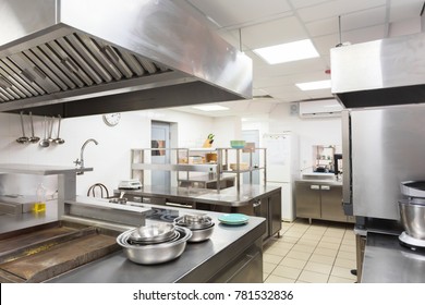 Modern Kitchen Equipment In A Restaurant