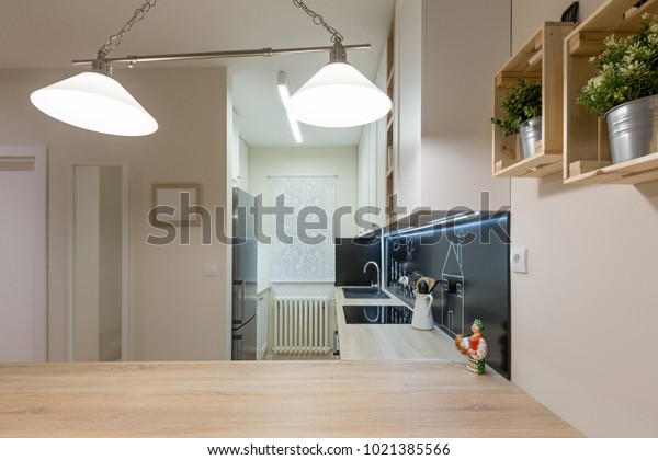 Modern Kitchen Interior Chalkboard Wall Stock Photo Edit Now