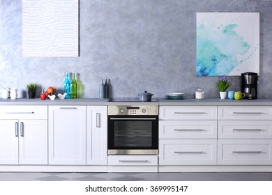 Modern kitchen interior, close up