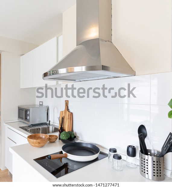 Modern Kitchen Interior Pantry Cupboard Flower Stock Photo Edit