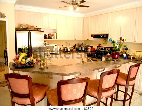 Modern Kitchen Island Table Four Chairs Stock Photo Edit Now 183502