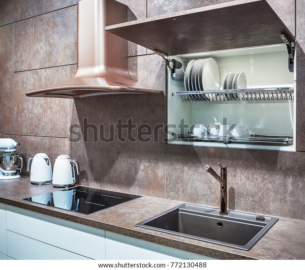 Modern Kitchen Loft Style Induction Hob Stock Photo Edit Now
