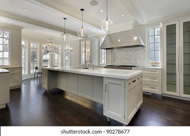 Modern Kitchen In New Construction Home With Island