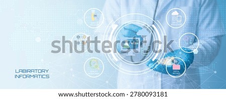 Modern laboratory informatics professional using digital technology for advanced scientific research and data management