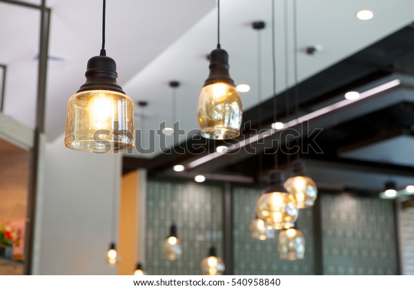 modern lamp in coffee\
shop