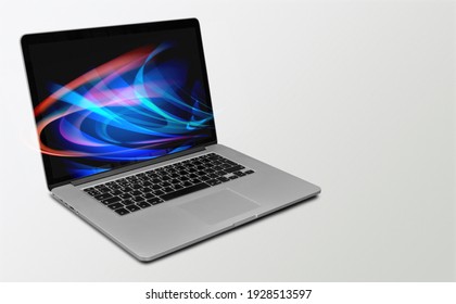 Modern laptop computer with a blank screen on the desk